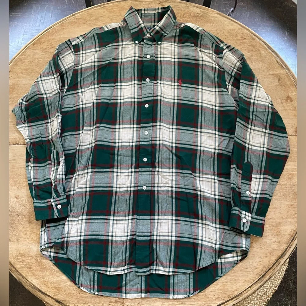 Polo‎ Ralph Lauren Blaire Men’s Sz M Green/Red Plaid Long Sleeve Button Down